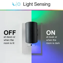 GE Color-Changing Light Sensing Swivel Night Light, Black