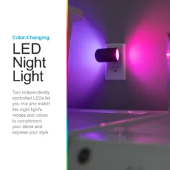 GE Color-Changing Light Sensing Swivel Night Light, Black