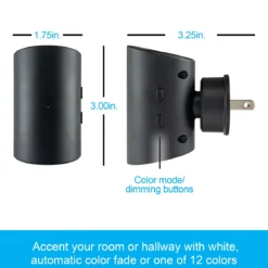 GE Color-Changing Light Sensing Swivel Night Light, Black