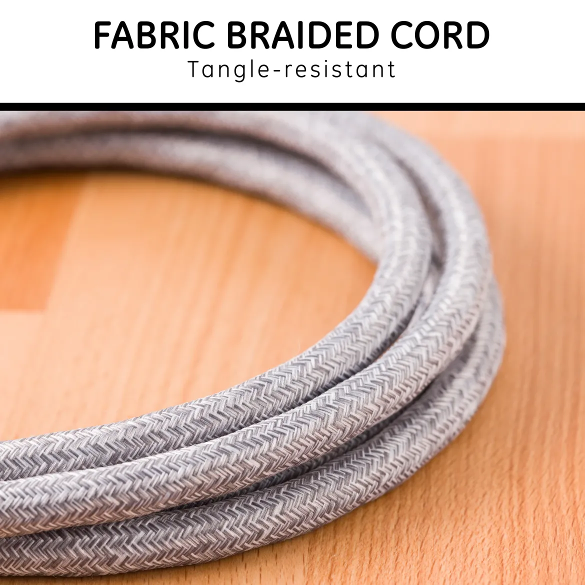 GE Designer Extension Cord, 8ft., 3-Outlet Surge Gray Heather