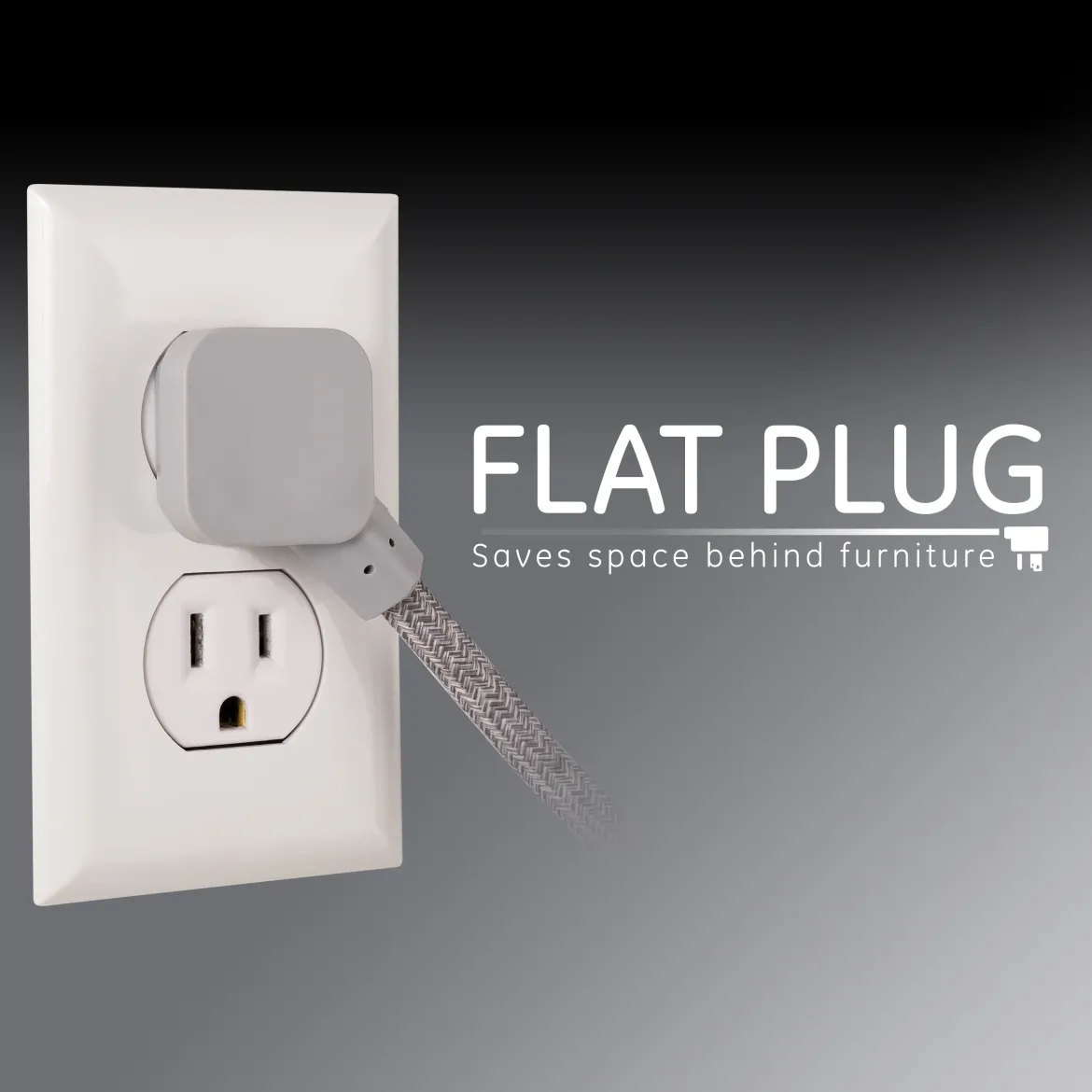 GE Designer Extension Cord, 8ft., 3-Outlet Surge Gray Heather