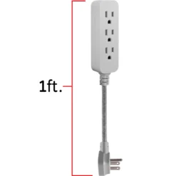 GE Designer 3-Outlet Mini Cord, Gray