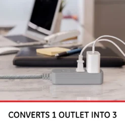 GE Designer 3-Outlet Mini Cord, Gray