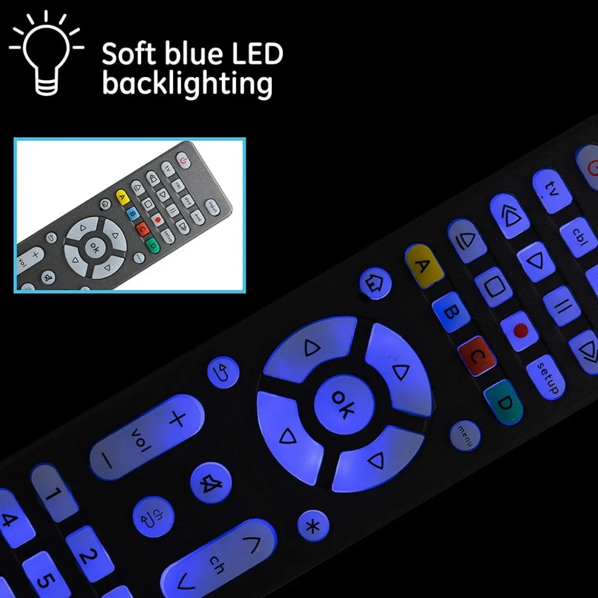 GE 4-Device Backlit Universal Remote, Brushed Graphite