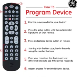 GE 4-Device Backlit Universal Remote, Black