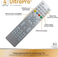 GE 4-Device Backlit Universal Remote, Brushed Silver