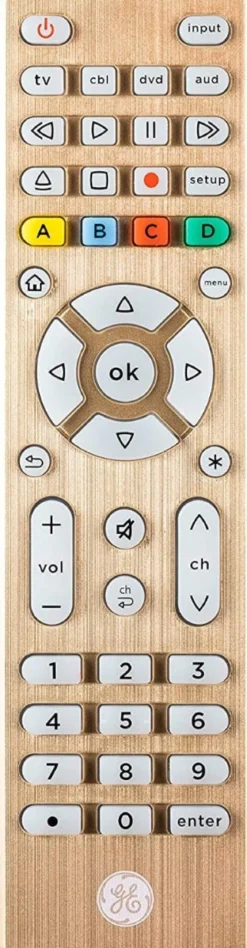 GE 4-Device Backlit Universal Remote, Brushed Gold
