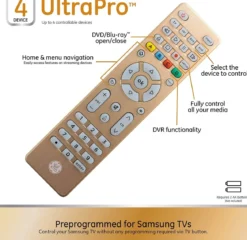 GE 4-Device Backlit Universal Remote, Brushed Gold