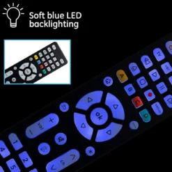 GE 4-Device Backlit Universal Remote, Brushed Black