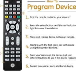GE 4-Device Backlit Universal Remote, Brushed Black
