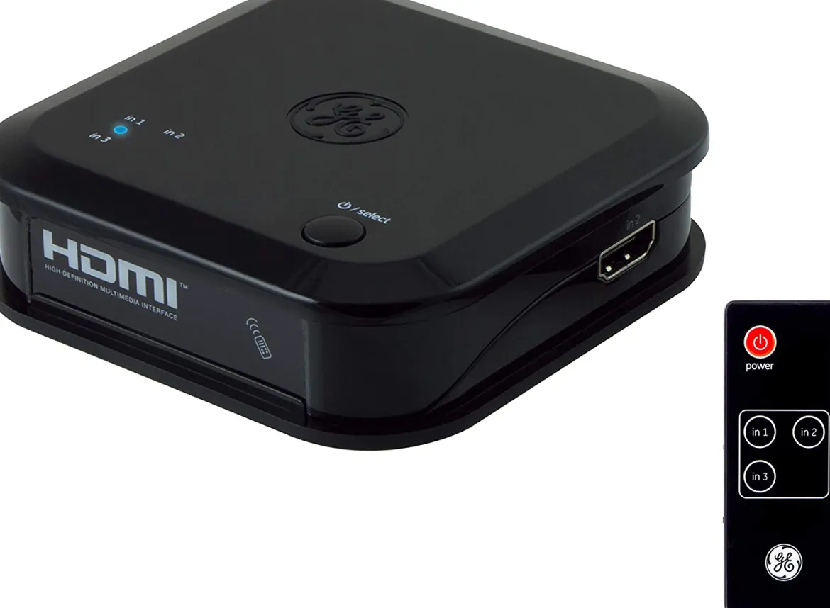 GE 3-Device HDMI Switch with Wireless Remote, Black