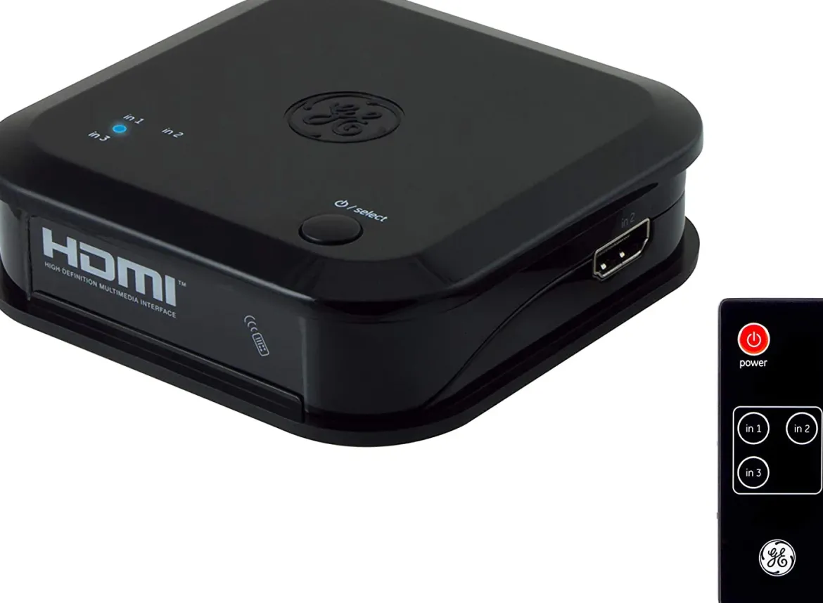 GE 3-Device HDMI Switch with Wireless Remote, Black