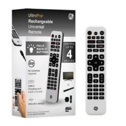 GE 4-Device Rechargeable Backlit Universal Remote, White