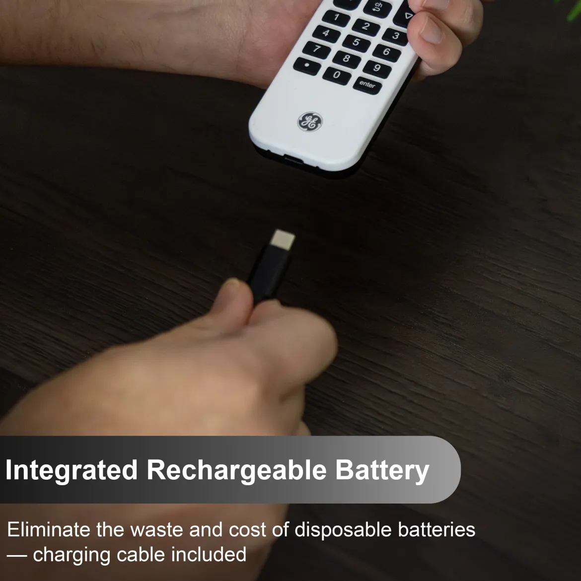 GE 4-Device Rechargeable Backlit Universal Remote, White