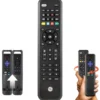 GE 4-Device Universal Companion Remote for Roku and Amazon TV with Flip and Slide Cradle, Black