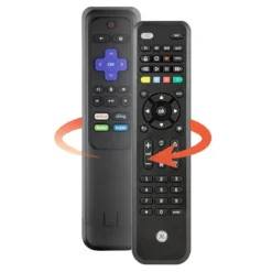GE 4-Device Universal Companion Remote for Roku and Amazon TV with Flip and Slide Cradle, Black