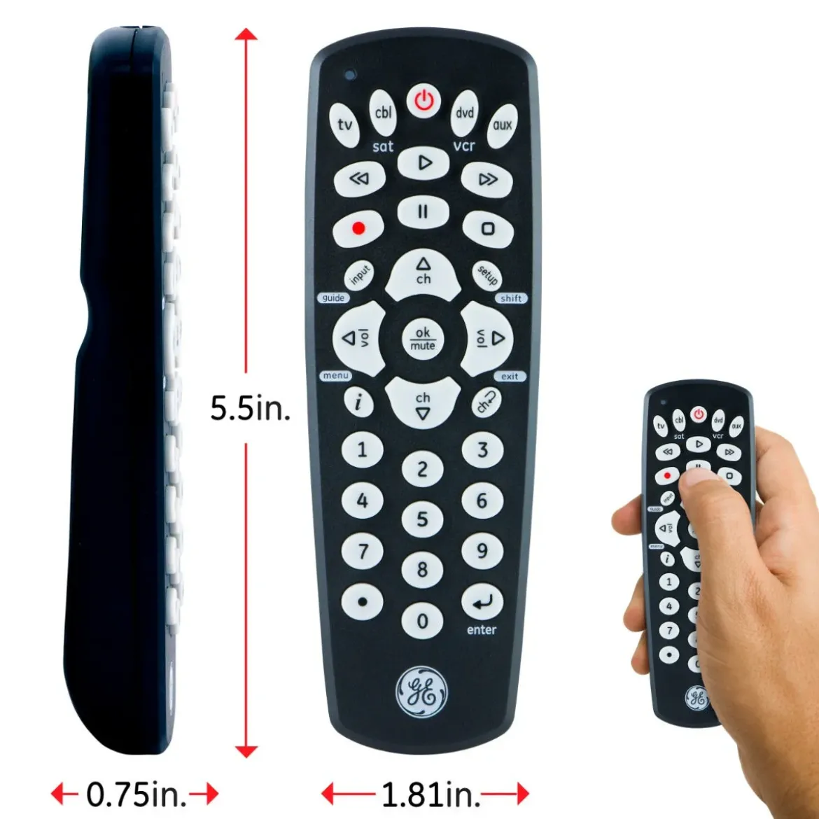 GE 4-Device Universal Remote, Black