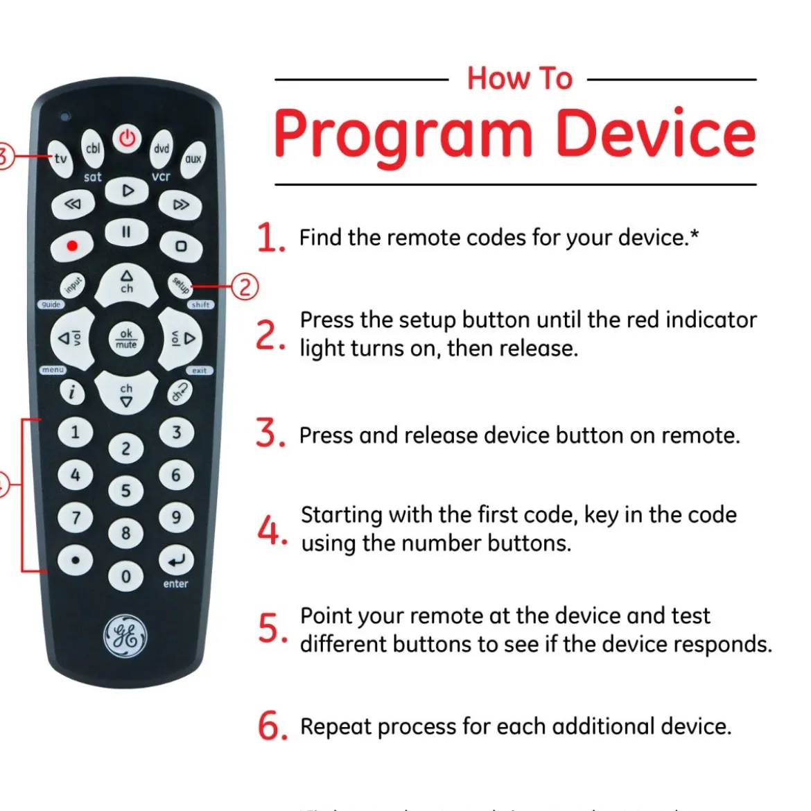 GE 4-Device Universal Remote, Black