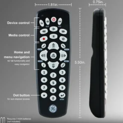 GE 3-Device Universal Remote, Black