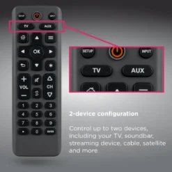 GE 2-Device Universal Remote Control, Charcoal