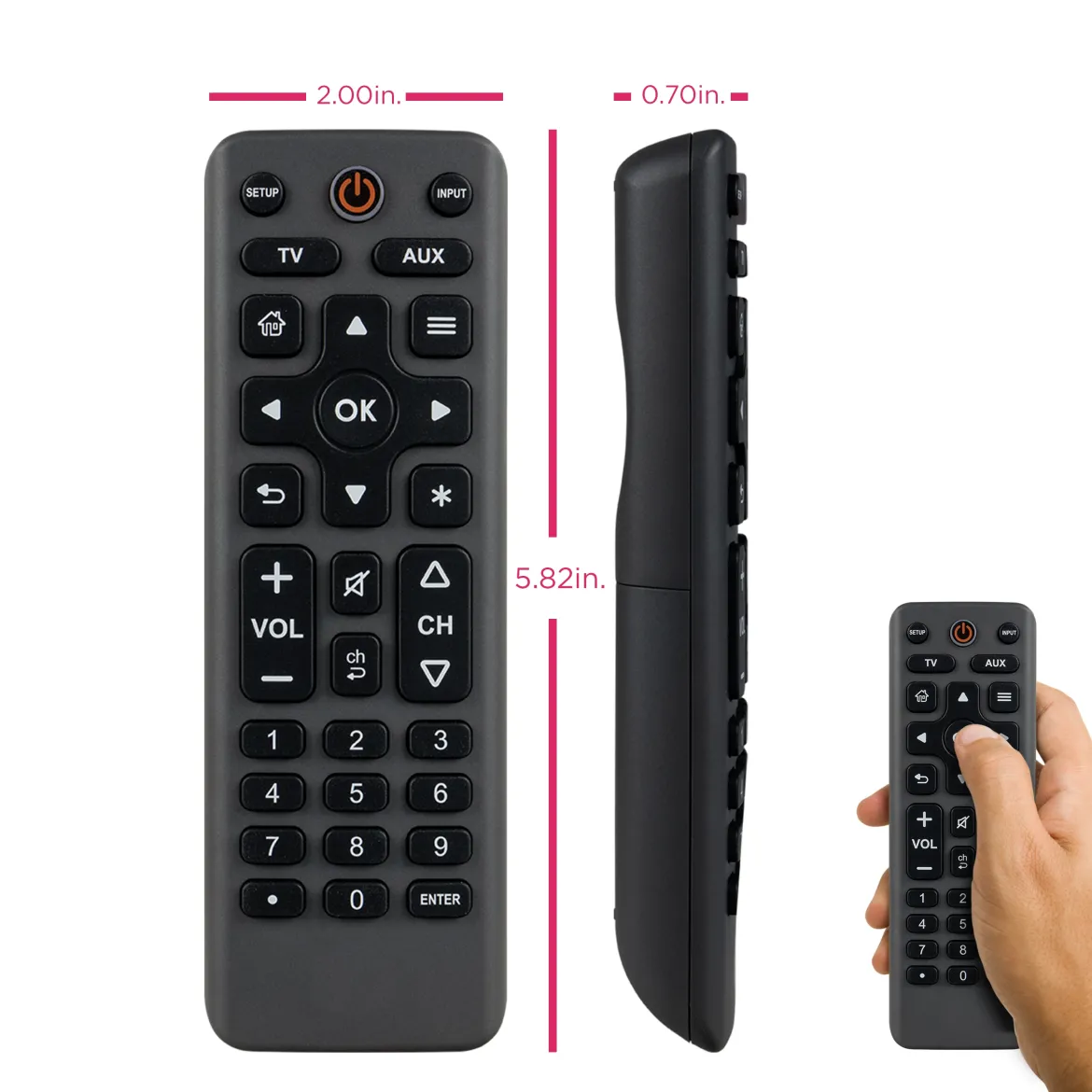 GE 2-Device Universal Remote Control, Charcoal