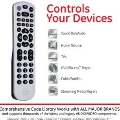 GE 3-Device Universal Remote, Silver