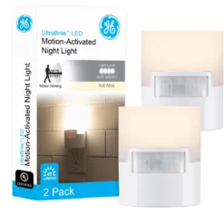 GE Enbrighten UltraBrite Motion Activated LED Night Light, White, 2 Pack