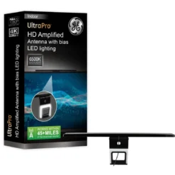 GE Enlighten HD Amplified Antenna with Bias LED Lighting, Black