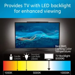 GE Enlighten HD Amplified Antenna with Bias LED Lighting, Black