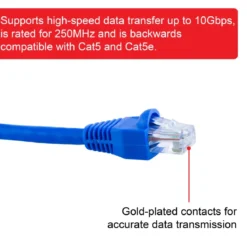 GE 50ft. Cat6 Ethernet Internet Cable, Blue