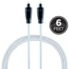 GE 6ft. Digital Toslink Fiber Optic Cable with Mini Toslink Adapters, Silver