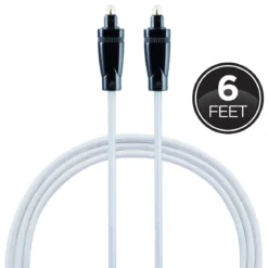 GE 6ft. Digital Toslink Fiber Optic Cable with Mini Toslink Adapters, Silver