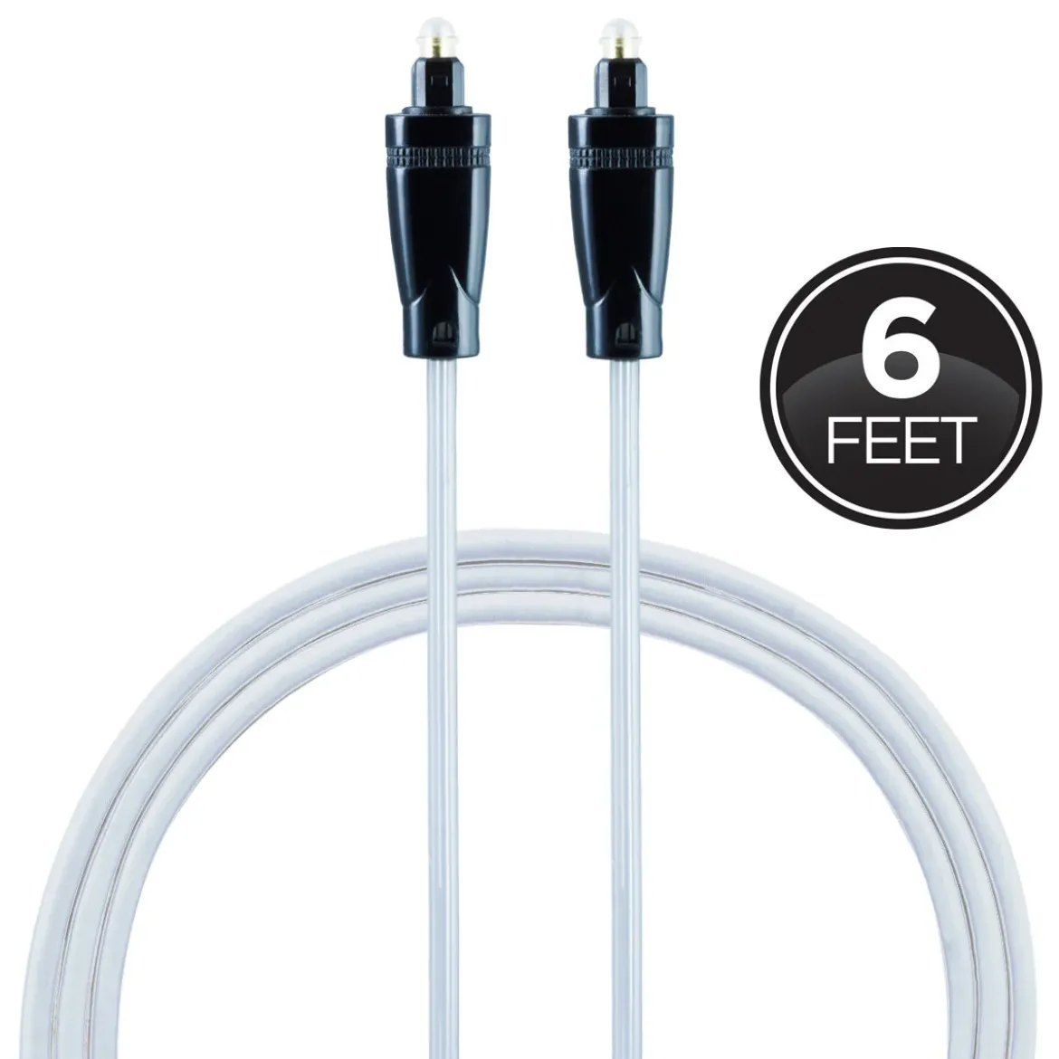 GE 6ft. Digital Toslink Fiber Optic Cable with Mini Toslink Adapters, Silver