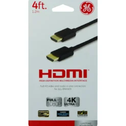 GE 4ft. HDMI Cable with Ethernet, Black