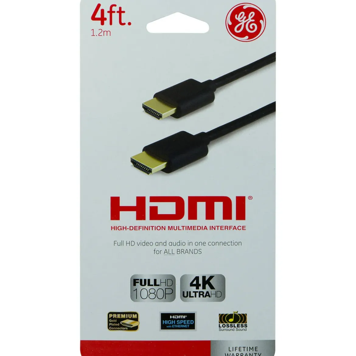 GE 4ft. HDMI Cable with Ethernet, Black