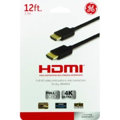 GE 12ft. HDMI Cable with Ethernet, Black