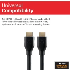 GE 25ft. HDMI Cable with Ethernet, Black