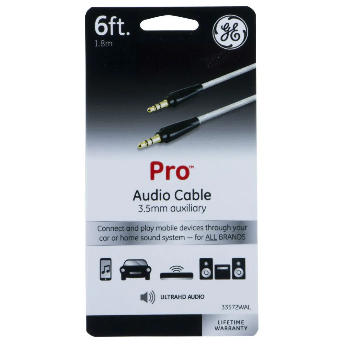 GE 6ft. 3.5mm Auxiliary Audio Cable, Black