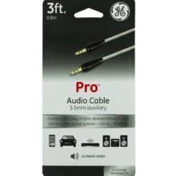 GE 3ft. 3.5mm Auxiliary Audio Cable, Gray