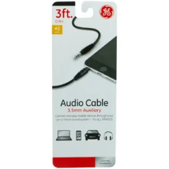 GE 3ft. 3.5mm Auxiliary Audio Cable, Black