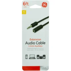 GE 6ft. 3.5mm Auxiliary Audio Extension Cable, Black