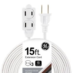 GE 15ft. 3-Outlet Polarized Extension Cord, White