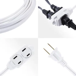 GE 15ft. 3-Outlet Polarized Extension Cord, White
