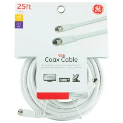 GE 25ft. RG6 Coaxial Cable, F-Type Connectors, White