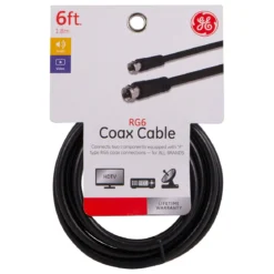 GE 6ft. RG6 Coaxial Cable with F-Type Connectors, Black
