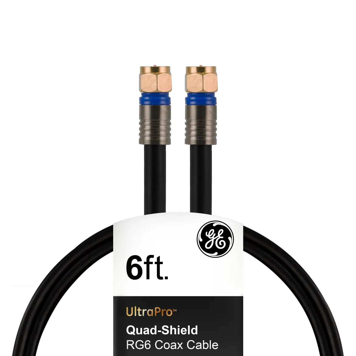 GE 6ft. RG6 Quad-Shield Coaxial Cable, Black