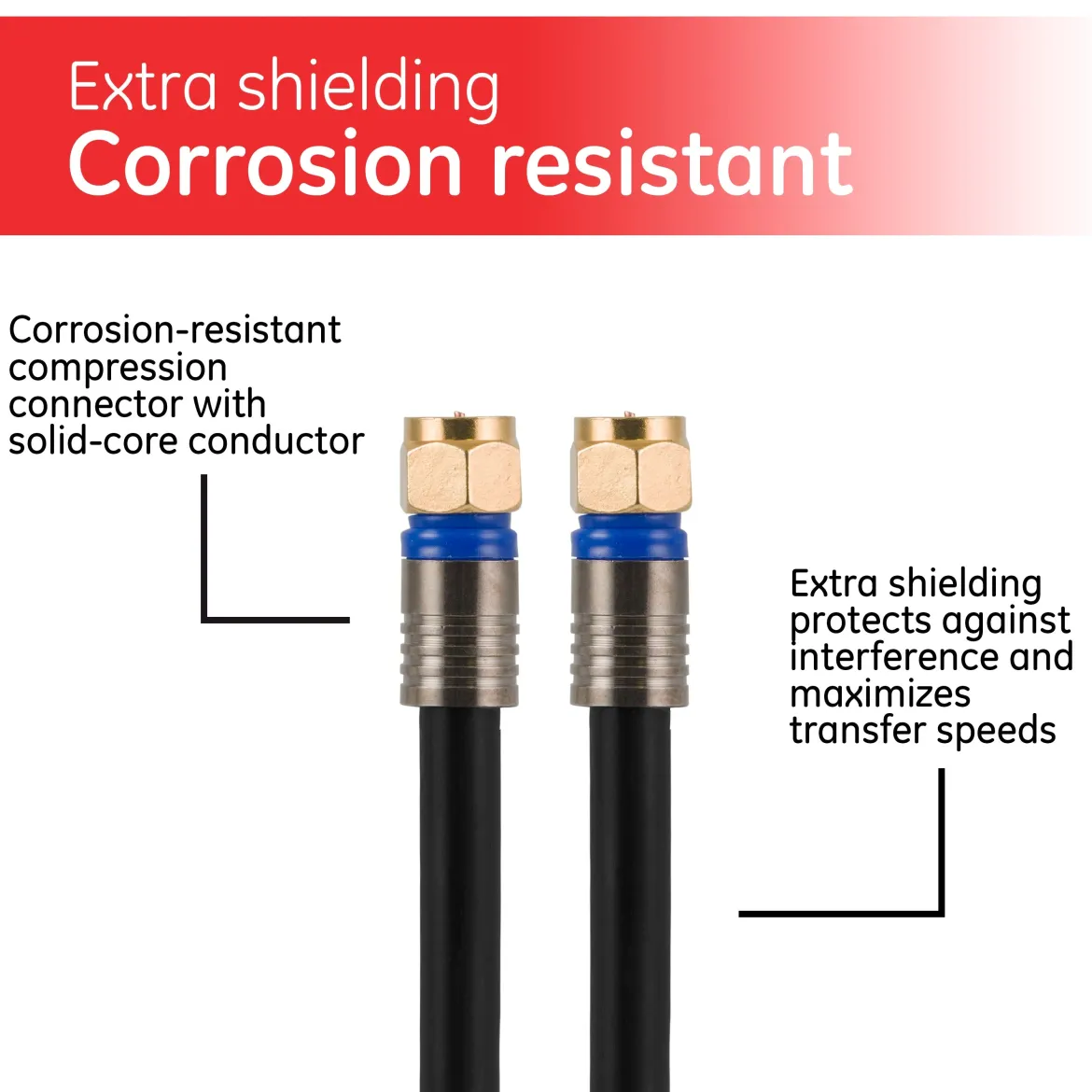 GE 6ft. RG6 Quad-Shield Coaxial Cable, Black