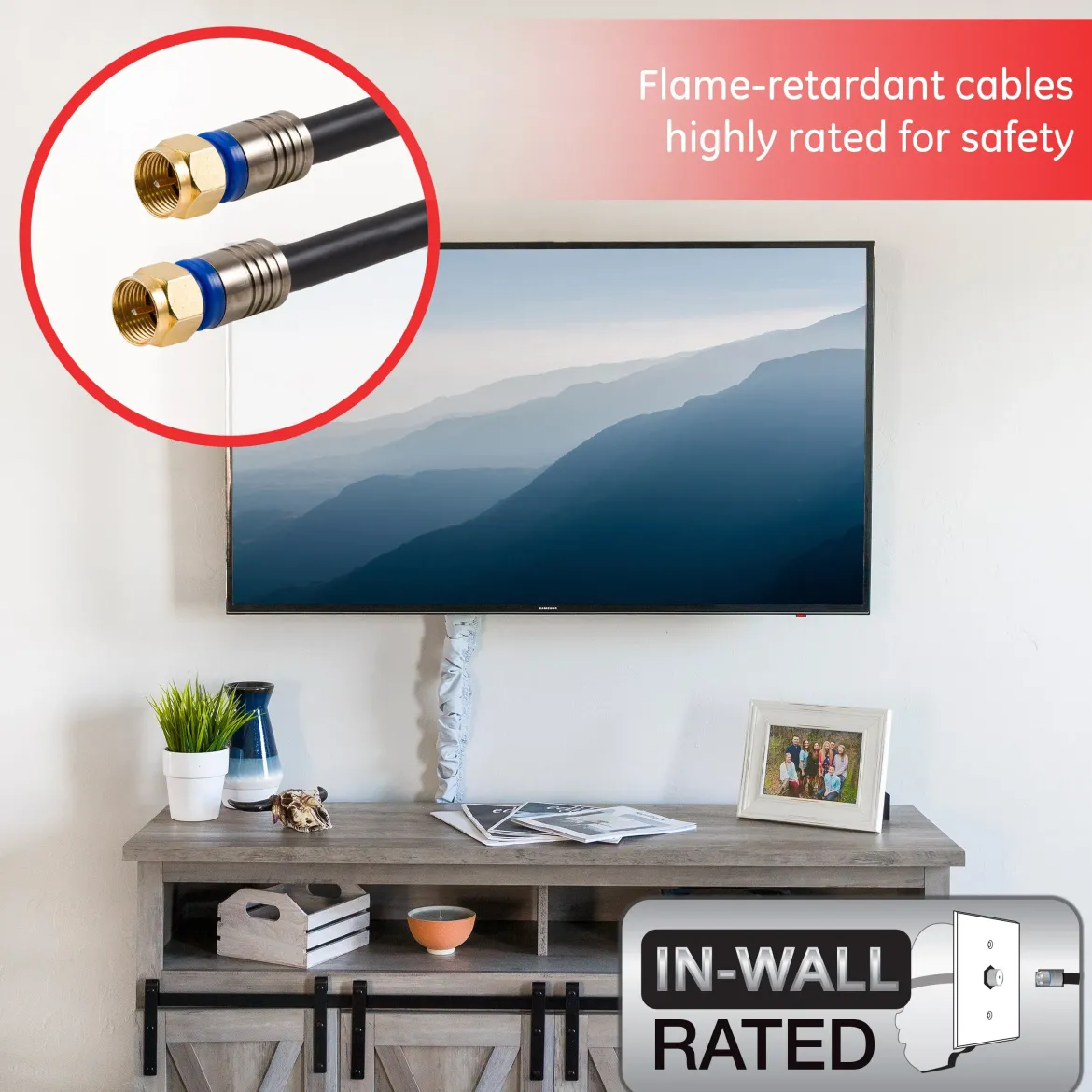 GE 6ft. RG6 Quad-Shield Coaxial Cable, Black