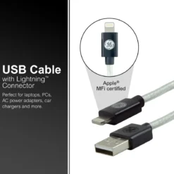 GE 6ft. USB-A Lightning Charging Cable, Silver