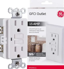 GE GFCI Receptacle with LED Indicator, White